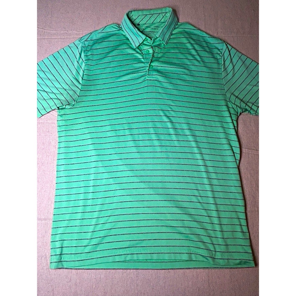 Under Armour Playoff Polo Men's L Green Gray Striped Golf Shirt Short Sleeve